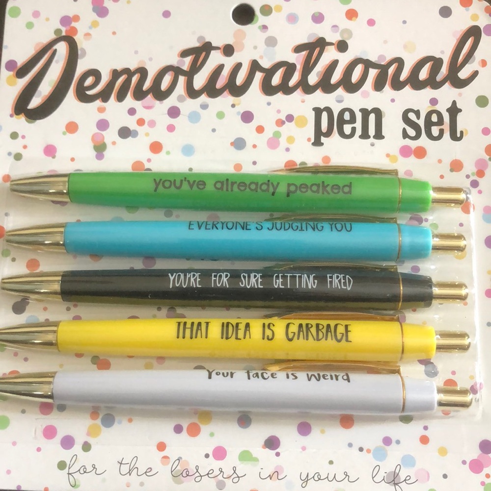 NEW! Funny demotivational pen set. Fun silly gift!